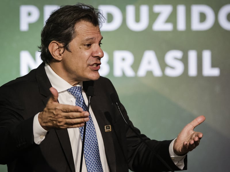 O ministro da Fazenda, Fernando Haddad, em evento da Toyota em Brasília