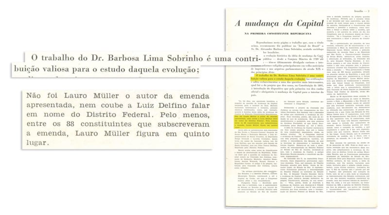 Texto da revista Brasília, com análise de Barbosa Lima Sobrinho.