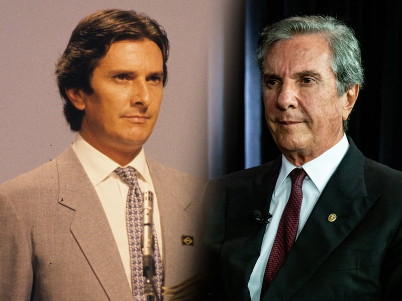 Collor em dois momentos: em 1989, quando se elegeu presidente, e em registro recente