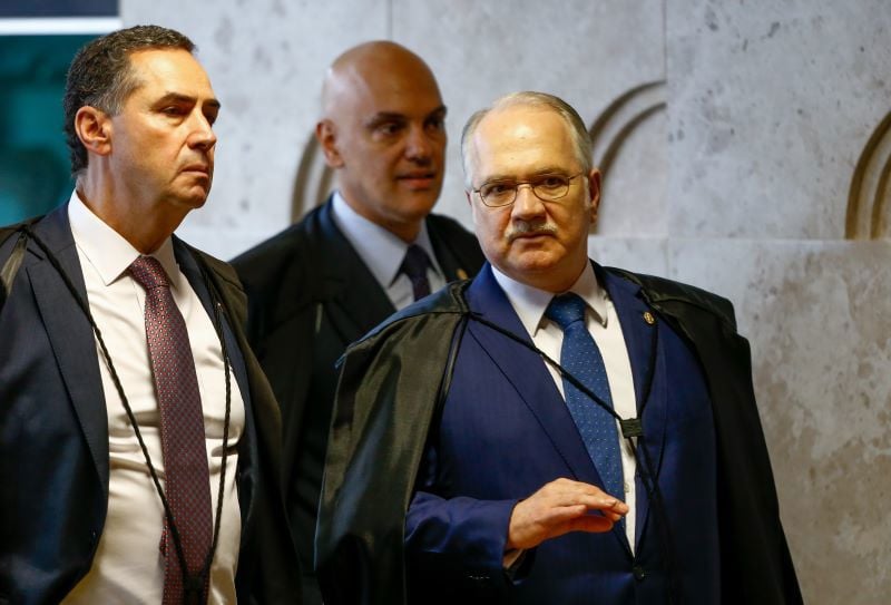 Da esquerda para a direita: os ministros do STF Luís Roberto Barroso, Alexandre de Moraes e Edson Fachin.