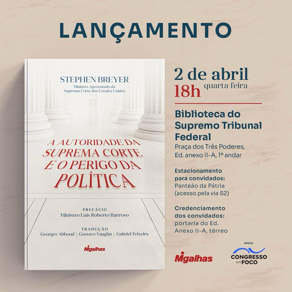 Lançamento do livre de ex-juiz da Suprema Corte norte-americana será na quarta-feira, 2 de abril