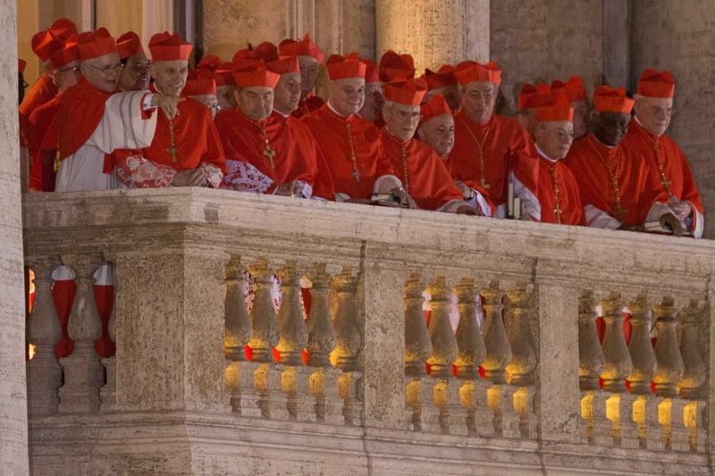 Cardeais no anúncio da escolha do papa Francisco no Vaticano em 13 de março de 2013. Na ocasião, ele assumiu o posto deixado por Bento XVI, que abdicou do papado