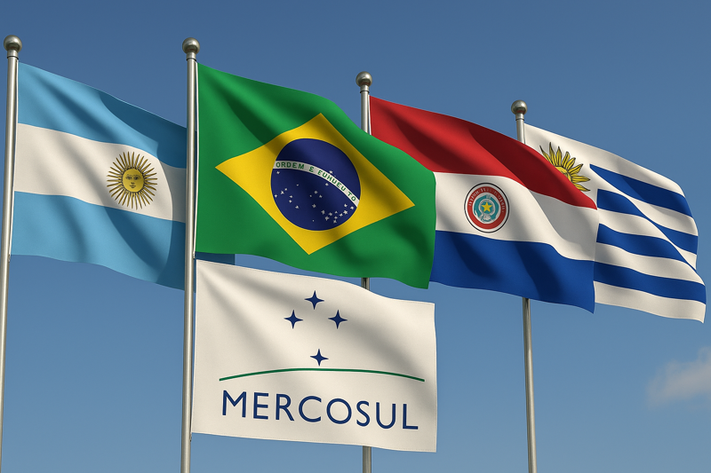 Estados-membros do Mercosul: Argentina, Brasil, Paraguai e Uruguai.