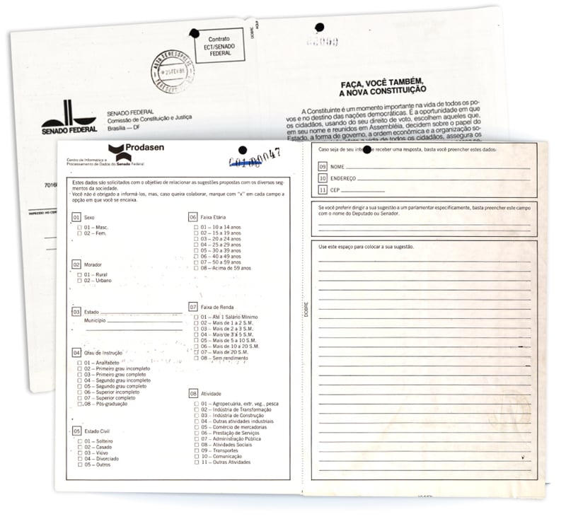 O formulário das cartas.