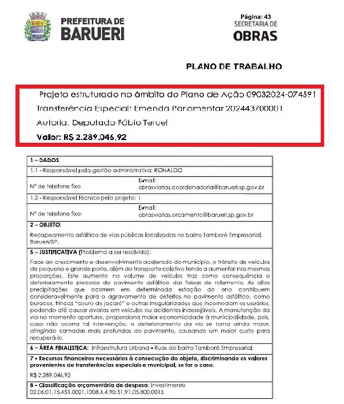Documentos da Prefeitura de Barueri.