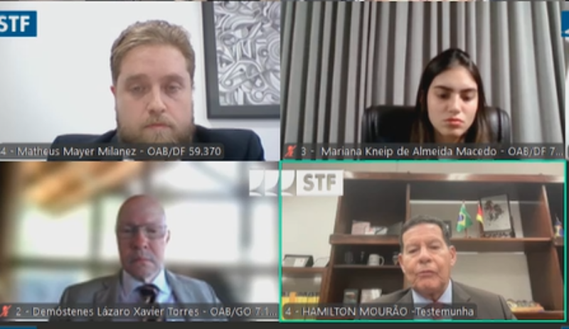 Captura de tela da oitiva de testemunhas.