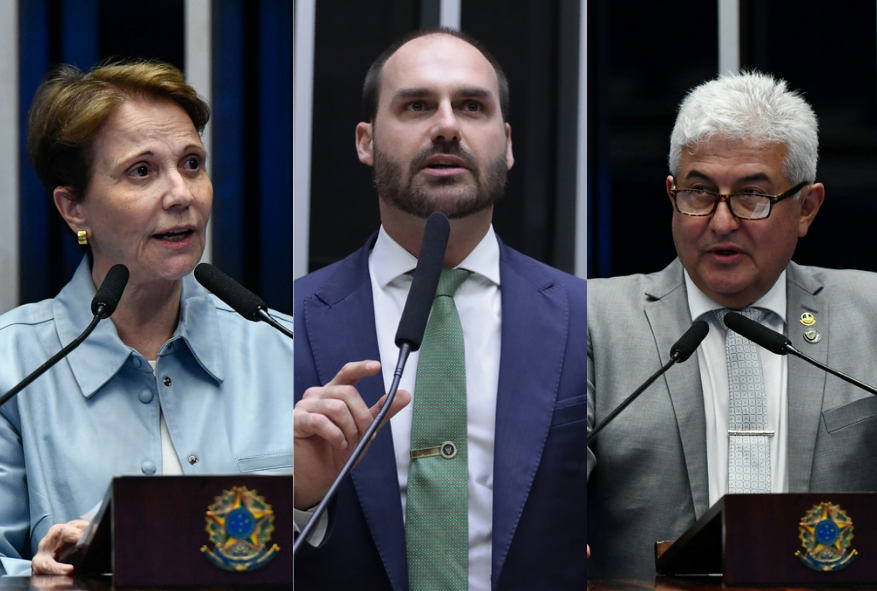 Comitiva de senadores assume lado oposto ao de Eduardo Bolsonaro nas negociações em Washington.