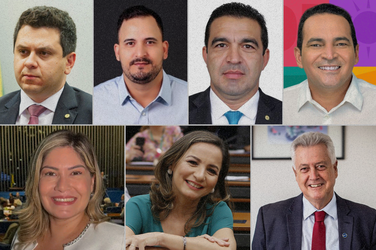 Da esquerda para a direita, os novos deputados: Tiago Dimas, Rafael Bento, André Abdon, Paulo Lemos, Aline Gurgel, Professora Marcivânia e Rodrigo Rollemberg.