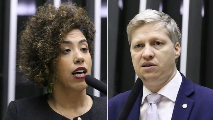 Os parlamentares Talíria Petrone e Marcel van Hattem, respectivamente líderes do Psol e do Novo na Câmara: legendas de orientações políticas opostas têm sido as menos contempladas no empenho das emendas individuais.