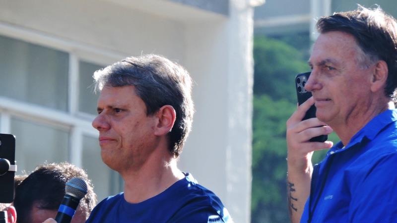 Tarcísio e Bolsonaro.