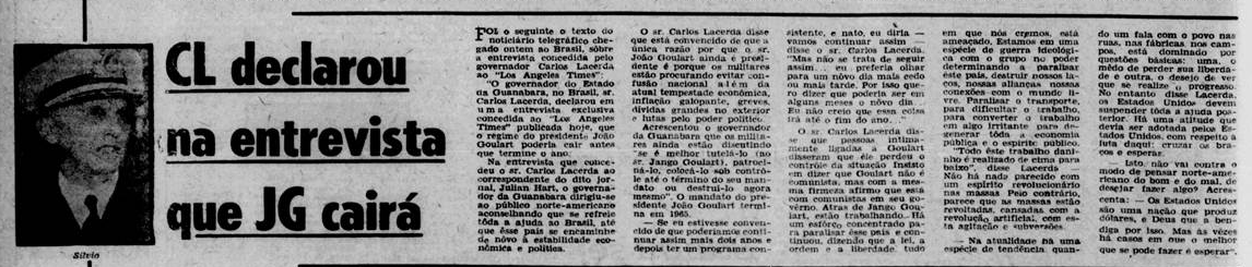 Trecho do jornal Tribuna da Imprensa.