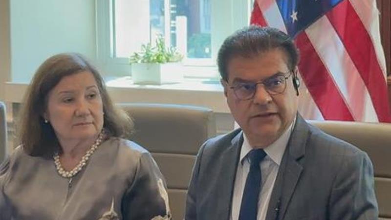 Nelsinho Trad, que lidera a missão do Senado, e a embaixadora do Brasil nos EUA, Maria Luiza Viotti,