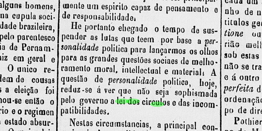 Debate sobre o voto distrital já existia no Segundo Reinado, quando o modelo foi instituído com a Lei dos Círculos. 