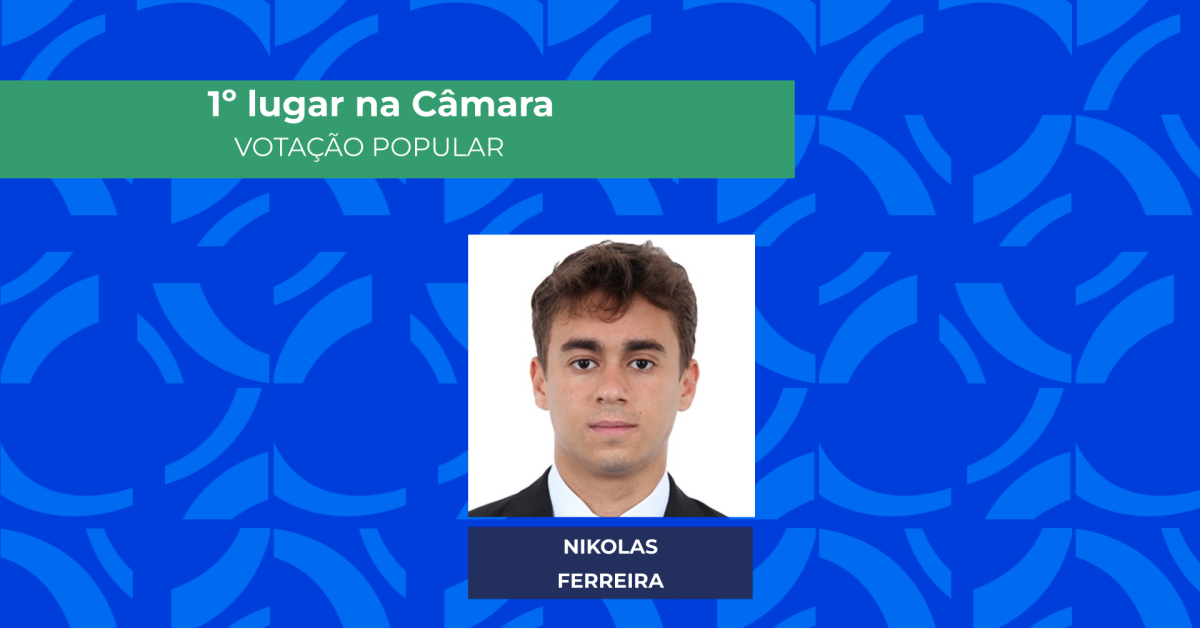 Deputado Nikolas Ferreira conquista 1º lugar na votação popular