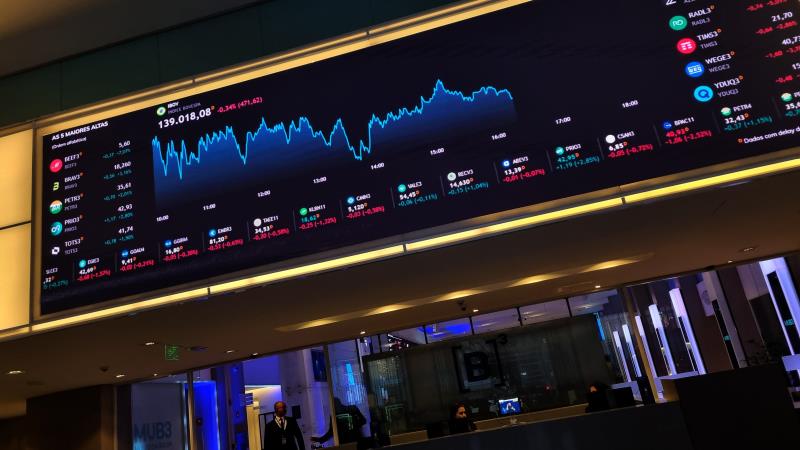 Painel da Bolsa de Valores de São Paulo.