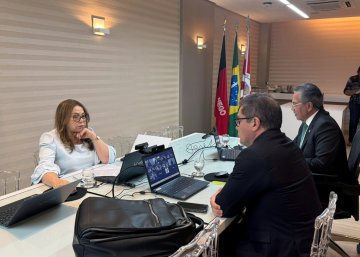 Foto dos magistrados na reunião virtual