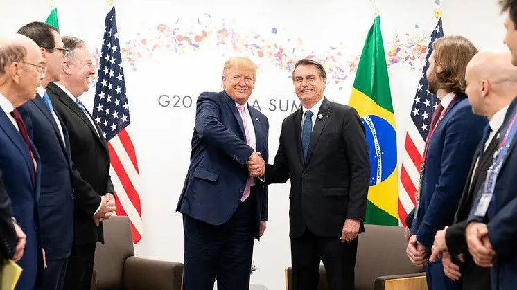 Donald Trump e Jair Bolsonaro em encontro em 2019.