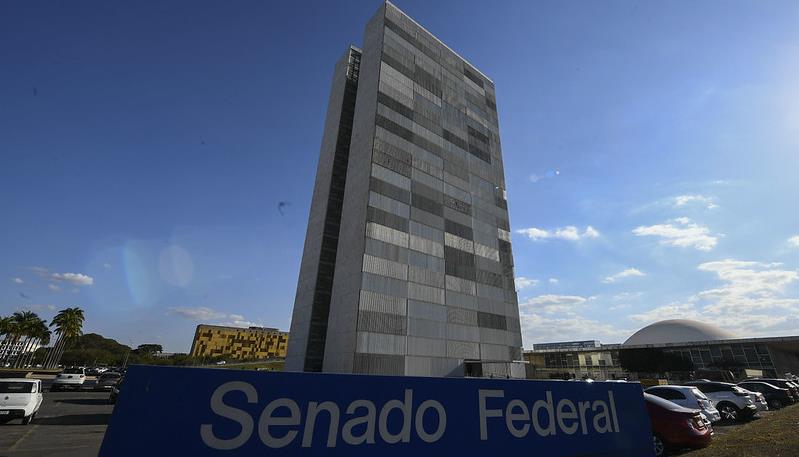 Fachada do Senado Federal. Trabalhos do Congresso foram retomados nesta semana após recesso parlamentar informal.